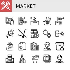 market simple icons set