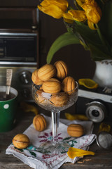 Homemade cookies nuts with boiled condensed milk