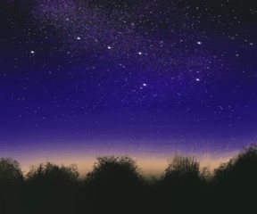 Fototapeta na wymiar Night sky with stars. Raster illustration. 