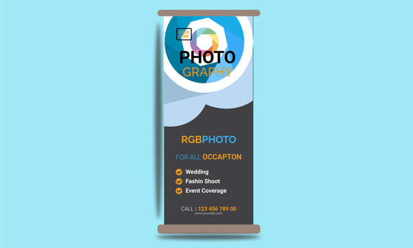 photo graphy roll up banner  template .