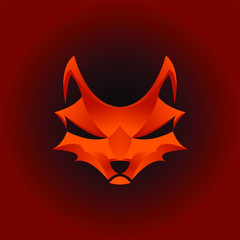 vector for fox logo in trendy paper cut craft graphic style