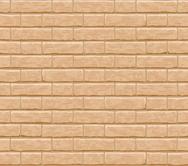 Brick wall seamless pattern background. Seamless brown brick texture background. Beige, light cartoon interior brick wall vector texture pattern illustration.