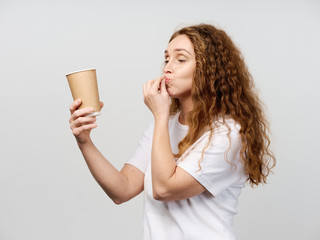 young woman drinking coffee
