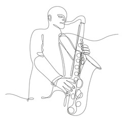 sassofonista, disegno a singola linea continua