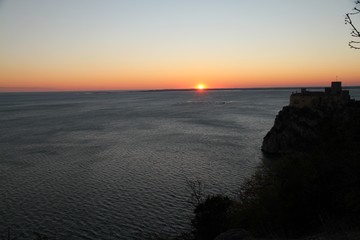 Panorama with the setting sun