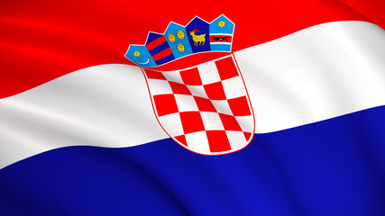 Croatia Flag (Croatian flag) - waving background illustration. Highly detailed realistic 3D rendering