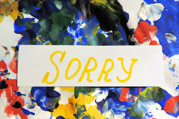 post on the note sorry, the color of the letters is yellow, the note is a white background abstraction paint gouache spots