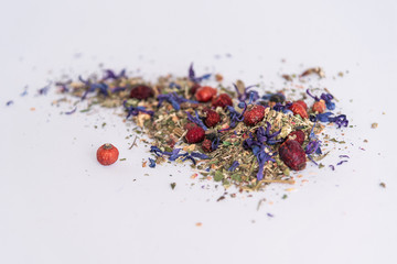 Fragrant multicolored healthy herbal tea