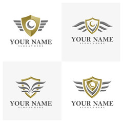 Set of Wing Shield logo vector template, Creative Wings logo design concepts
