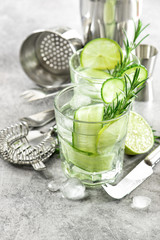 Drink cucumber lime ice rosemary