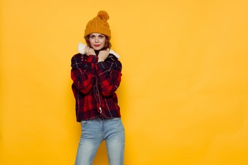 young woman in a yellow shirt