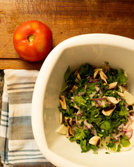 Green fresh Salad. tomato