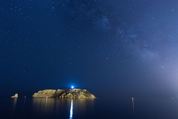 Illes medes at night, with the milky way at the sky.
