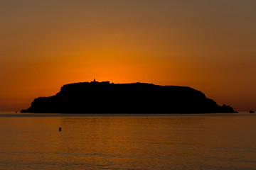 Illes Medes, a group of islands during the sunrise. In front of l'Estartit, a beach town from Catalonia.