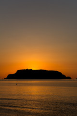 Illes Medes, a group of islands during the sunrise. In front of l'Estartit, a beach town from Catalonia.