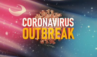 Coronavirus COVID-19 outbreak concept, background with flags of the states of USA. State of South Carolina flag. Pandemic stop Novel Coronavirus outbreak covid-19 3D illustration.