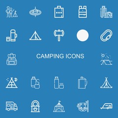 Editable 22 camping icons for web and mobile