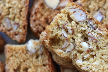 Close-up on Italian almond biscotti