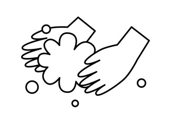 手洗いのイラスト（黒アウトライン）