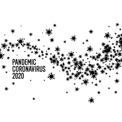 Coronavirus pandemic 2020. Black-and-white poster with the image of viruses. Minimalistic background in a flat style.