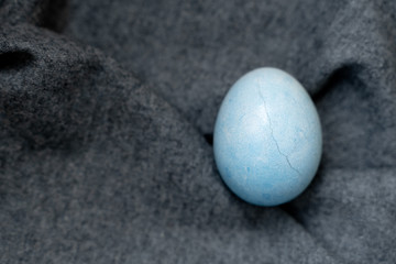 Easter eggs on a gray textile background.