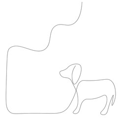 Cute puppy dog near tree line drawing. Vector illustration