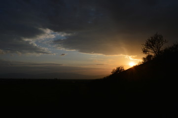 Fototapeta na wymiar Sunset in the hidden lands in Transylvania