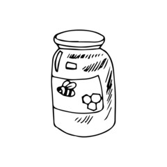 jar with honey doodle black and white