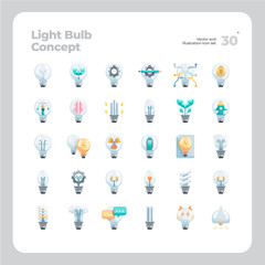 Vector Flat Icons Set of light bulb Concept Icon. Design for Website, Mobile App and Printable Material. Easy to Edit & Customize.