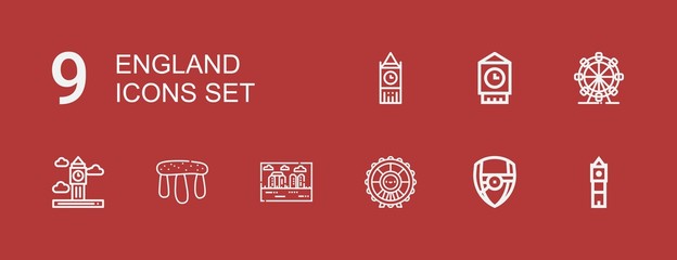 Editable 9 england icons for web and mobile