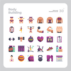 Vector Flat Icons Set of Fitness and Gym Icon. Design for Website, Mobile App and Printable Material. Easy to Edit & Customize.