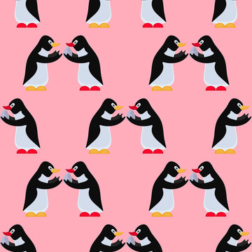 Penguins with an egg. Pattern.