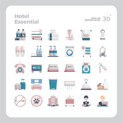 Fototapeta na wymiar Vector Flat Icons Set of Hotel Essential Icon. Design for Website, Mobile App and Printable Material. Easy to Edit & Customize.