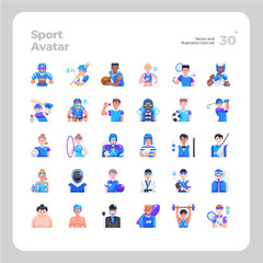 Vector Flat Icons Set of Sport Avatar Icon. Design for Website, Mobile App and Printable Material. Easy to Edit & Customize.