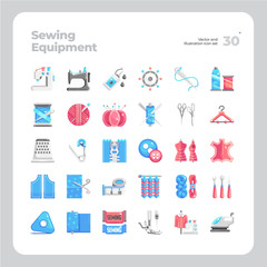 Vector Flat Icons Set of Sewing Equipment Icon. Design for Website, Mobile App and Printable Material. Easy to Edit & Customize.