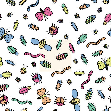 Bugs, creepy crawlies, insects colourful print. Great for home decor, wrapping, scrapbooking, wallpaper, gift, kids. 