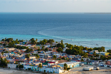 Fototapeta na wymiar Panoramic high view of Los Roques town. Los Roques National Park, Venezuela. View from lighthouse.