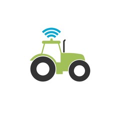 Self driving tractor icon isolated on white background