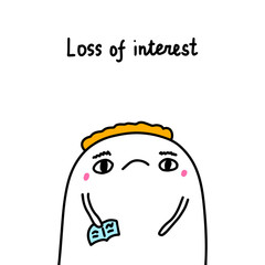 Loss of interest bipolar disorder symptom man expressive in cartoon comic style