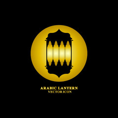Arabic lantern flat icons set. Ramadan lantern sign for mobile application. Muslim decoration symbol. Eastern traditional culture vector illustration isolated on Black background.