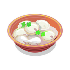 a plate of hot dumplings, a hearty lunch