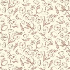 Graphics pattern Almond. Nuts hand drawn, doodle style