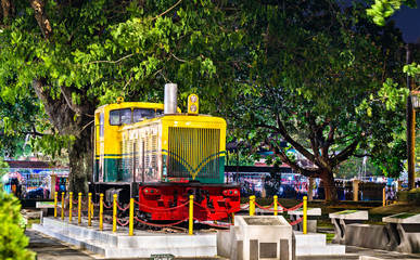 Diesel locomotive monument in the centre of Yogyakarta, Indonesia