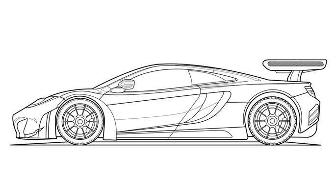 concept non - coloring pencil drawing of a new car | Stable Diffusion