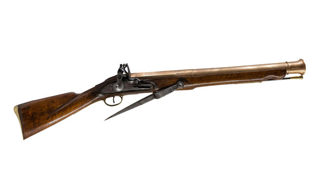 Muzzle-loading flintlock gunwale blunder-buss
