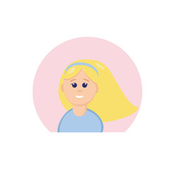 girl with emotion joy, laughing in a flat style. vector graphic. element for design sticker, icon, poster, card woman avatar