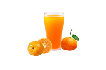 glass of orange juice and oranges