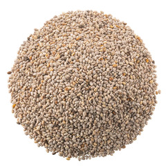 White chia seeds pile, paths, top