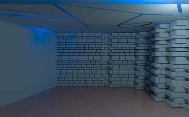 3d render modern empty room for work remotely