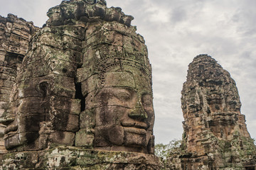 Bayon Castle or Prasat Bayon Khmer temple at Angkor in siem reap Cambodia